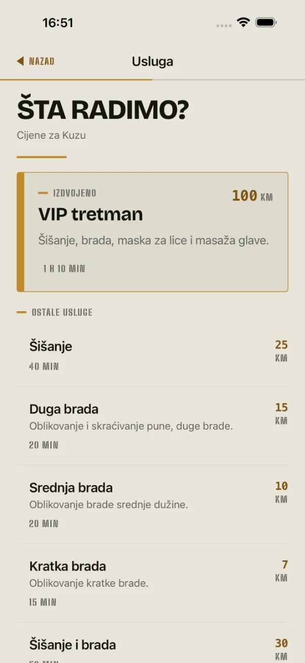 Šta radimo? — ekran iz aplikacije